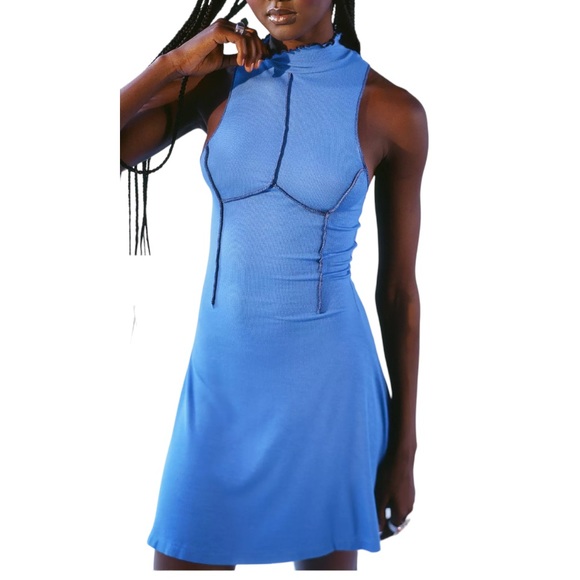 UO | Deja Blue Seamed Mini Dress - Picture 4 of 5